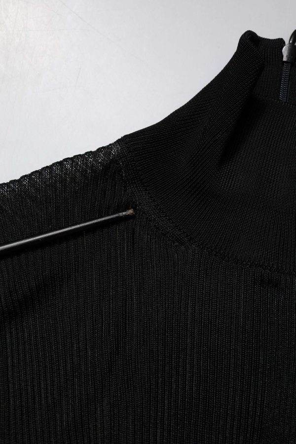 Black Knit Long Sleeves Turtleneck Slim Top - Image 7