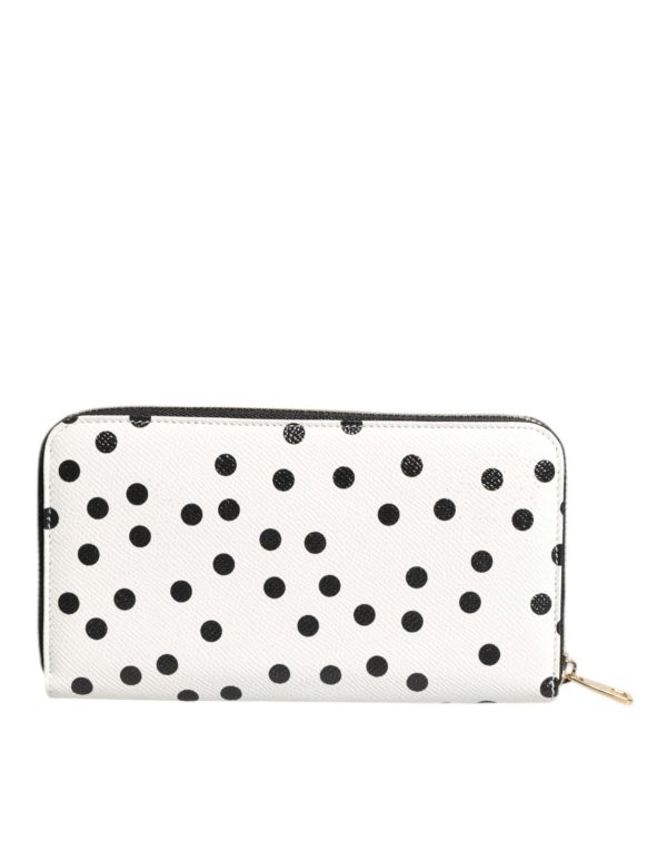 White Black Striped Leather Zip Around Continental Wallet - Image 5
