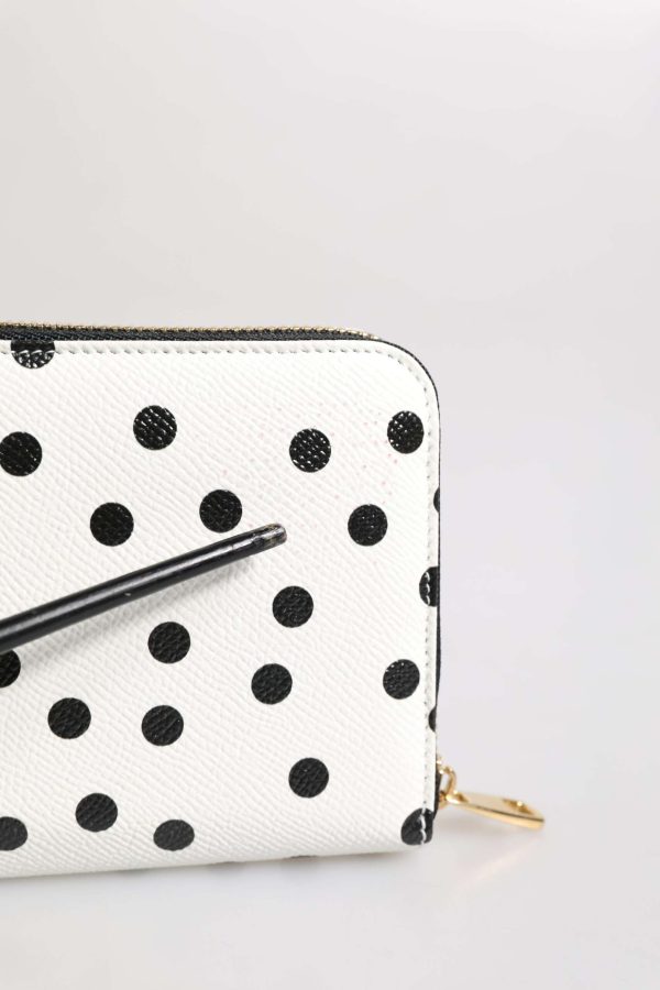 White Black Striped Leather Zip Around Continental Wallet - Image 7