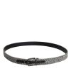 Black White Silver Tone Metal Buckle Belt - Image 3