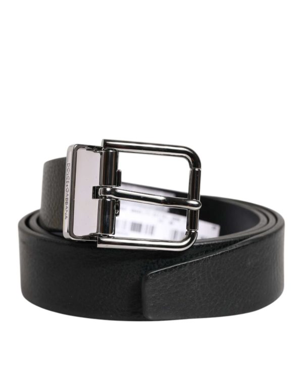 Black Leather Classic Metal Waist Buckle Belt