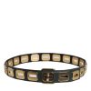 Green Leather Gold Tone Rotating Buckle Belt - Image 3