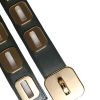 Green Leather Gold Tone Rotating Buckle Belt - Image 5