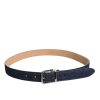 Blue Denim Silver Logo Metal Waist Buckle Belt - Image 3