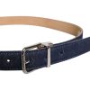 Blue Denim Silver Logo Metal Waist Buckle Belt - Image 4