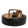 Black Leather Logo Metal Waist Buckle Belt - Image 2