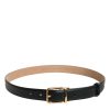 Black Leather Logo Metal Waist Buckle Belt - Image 3
