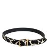 Brown White Pony Leather Metal Buckle Belt - Image 2