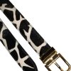 Brown White Pony Leather Metal Buckle Belt - Image 5