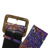 Multicolor Floral Jacquard Lurex Wide Waist Buckle Belt - Image 4