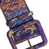 Multicolor Floral Jacquard Lurex Wide Waist Buckle Belt - Image 5