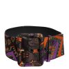 Multicolor Floral Jacquard Lurex Wide Waist Buckle Belt - Image 3