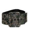 Multicolor Floral Jacquard Lurex Wide Waist Buckle Belt - Image 3