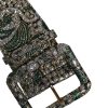 Multicolor Floral Jacquard Lurex Wide Waist Buckle Belt - Image 6