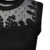 Black Lace Sheer Crew Neck Sleeveless Top - Image 3