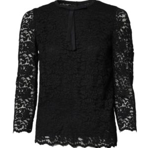 Black Lace STAFF Crew Neck Long Sleeves Top