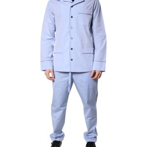 Light Blue DG Logo Cotton Men Pajama Set Sleepwear