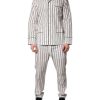 White Black Stripes Cotton Men Pajama Set Sleepwear - Image 2