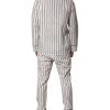 White Black Stripes Cotton Men Pajama Set Sleepwear - Image 4