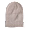 Beige Cashmere Knitted Winter Beanie Hat - Image 2