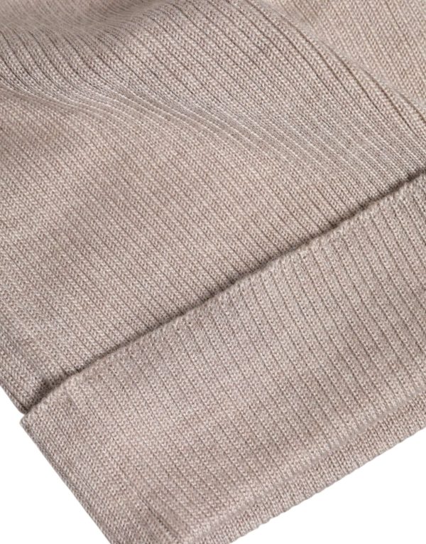 Beige Cashmere Knitted Winter Beanie Hat - Image 5