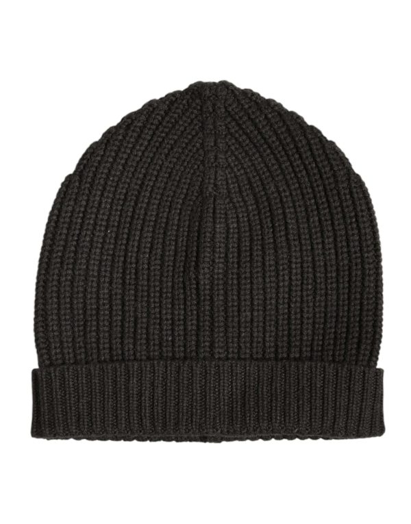 Dark Gray Cashmere Knit Winter Beanie Hat