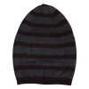 Gray Striped Wool Knitted Winter Beanie Hat - Image 5