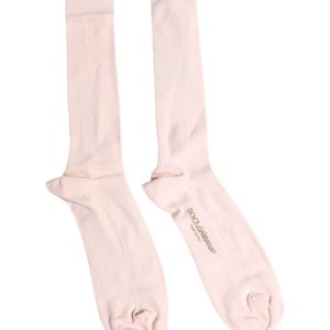 Ivory Cotton Stretch Logo Over Calf Socks