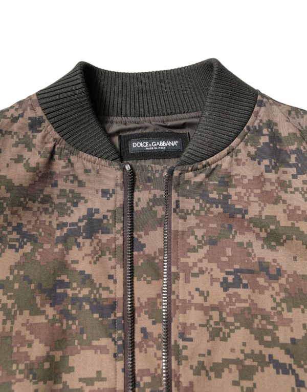 Brown Camouflage Bomber Full Zip Jacket - Image 4