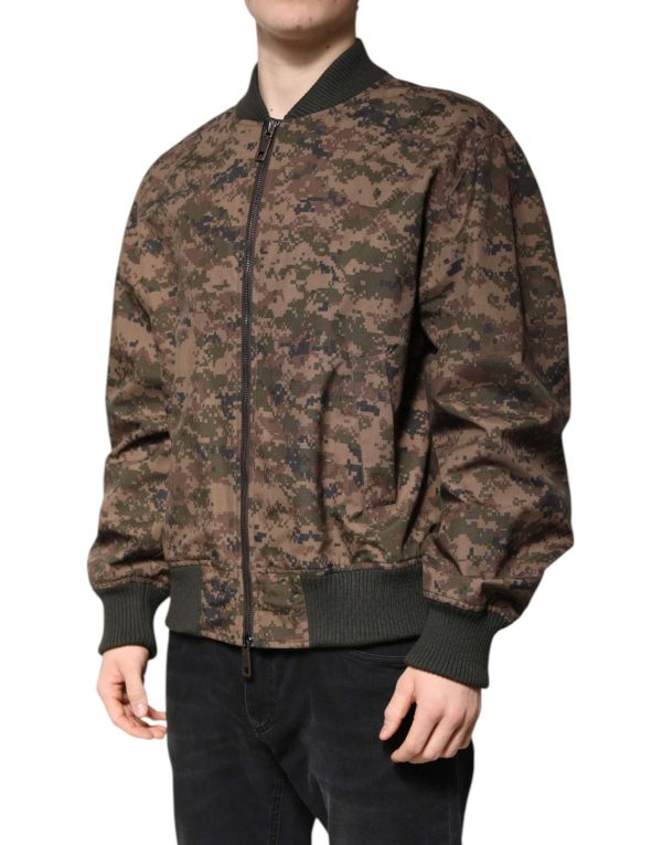 Brown Camouflage Bomber Full Zip Jacket - Image 5