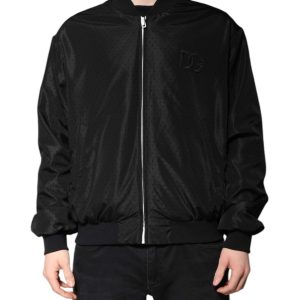 Black Long Sleeves Full Zip Bomber Jacket