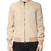 Beige Lambskin Full Zip Men Bomber Jacket - Image 2