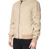 Beige Lambskin Full Zip Men Bomber Jacket - Image 3