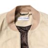 Beige Lambskin Full Zip Men Bomber Jacket - Image 5