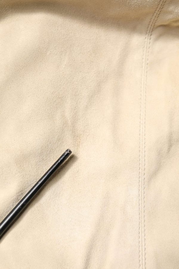 Beige Lambskin Full Zip Men Bomber Jacket - Image 7