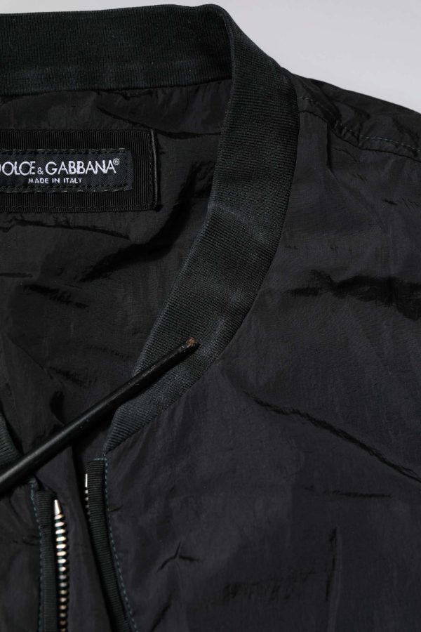 Black Nylon Logo Full Zip Bomber Jacket - Image 7
