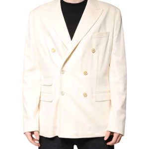 Beige Cashmere Double Breasted Coat Blazer