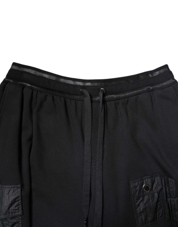 Black Cotton Men Cargo Sweatshorts Shorts - Image 4