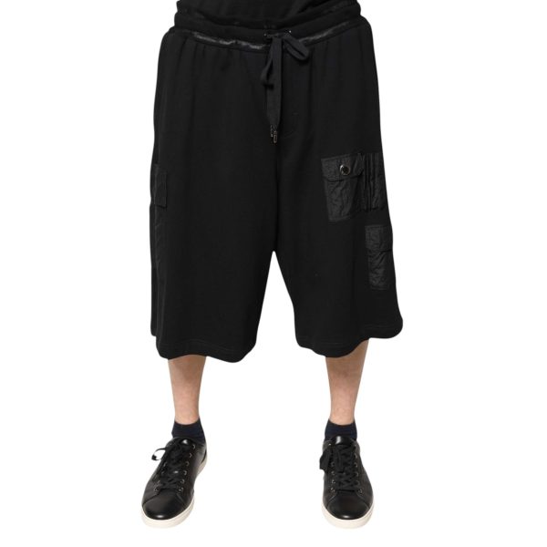 Black Cotton Men Cargo Sweatshorts Shorts - Image 5