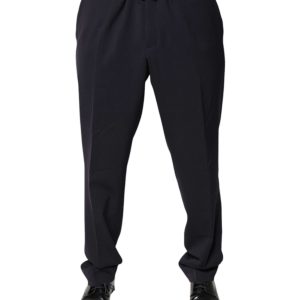 Black Wool Mid Waist Dress Pants