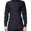 Black Cotton GOLD Men Dress Formal Shirt - Image 2