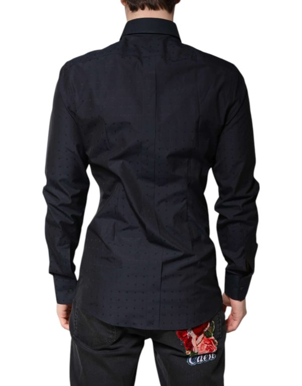 Black Cotton GOLD Men Dress Formal Shirt - Image 4