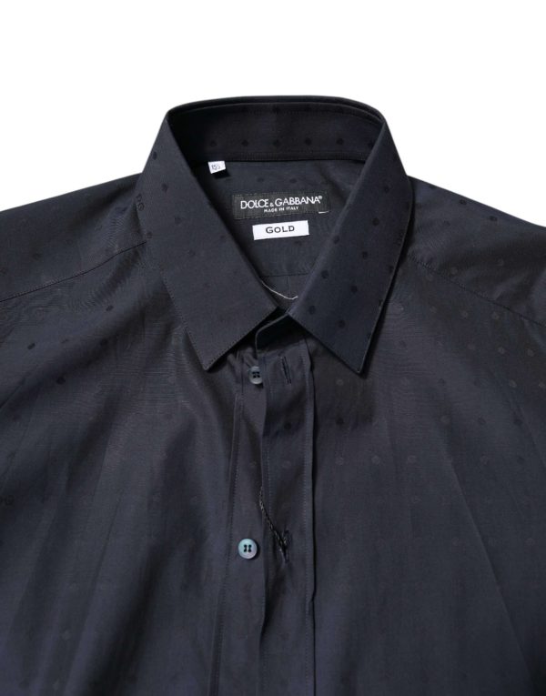 Black Cotton GOLD Men Dress Formal Shirt - Image 5