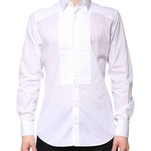 White GOLD Cotton Poplin Bib Men Dress Shirt