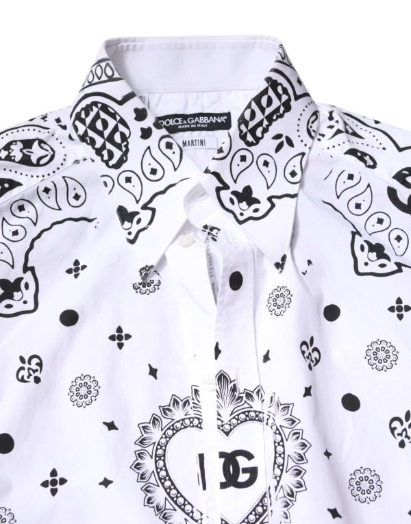 White Black Bandana MARTINI Men Dress Shirt - Image 5