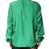 Green Silk Satin Long Sleeves Casual Shirt - Image 4