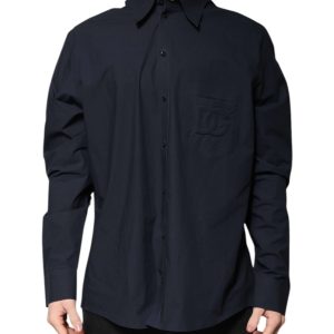 Dark Blue Cotton Long Sleeve Shirt