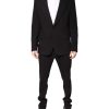 Black Cotton Single Breasted 2 Piece Suit - Image 2