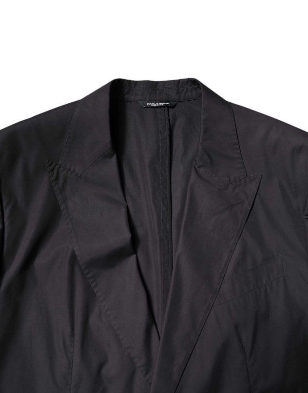 Black Cotton Single Breasted 2 Piece Suit - Image 5