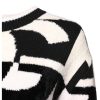 White Black Logo Print Women Pullover Sweater - Image 3
